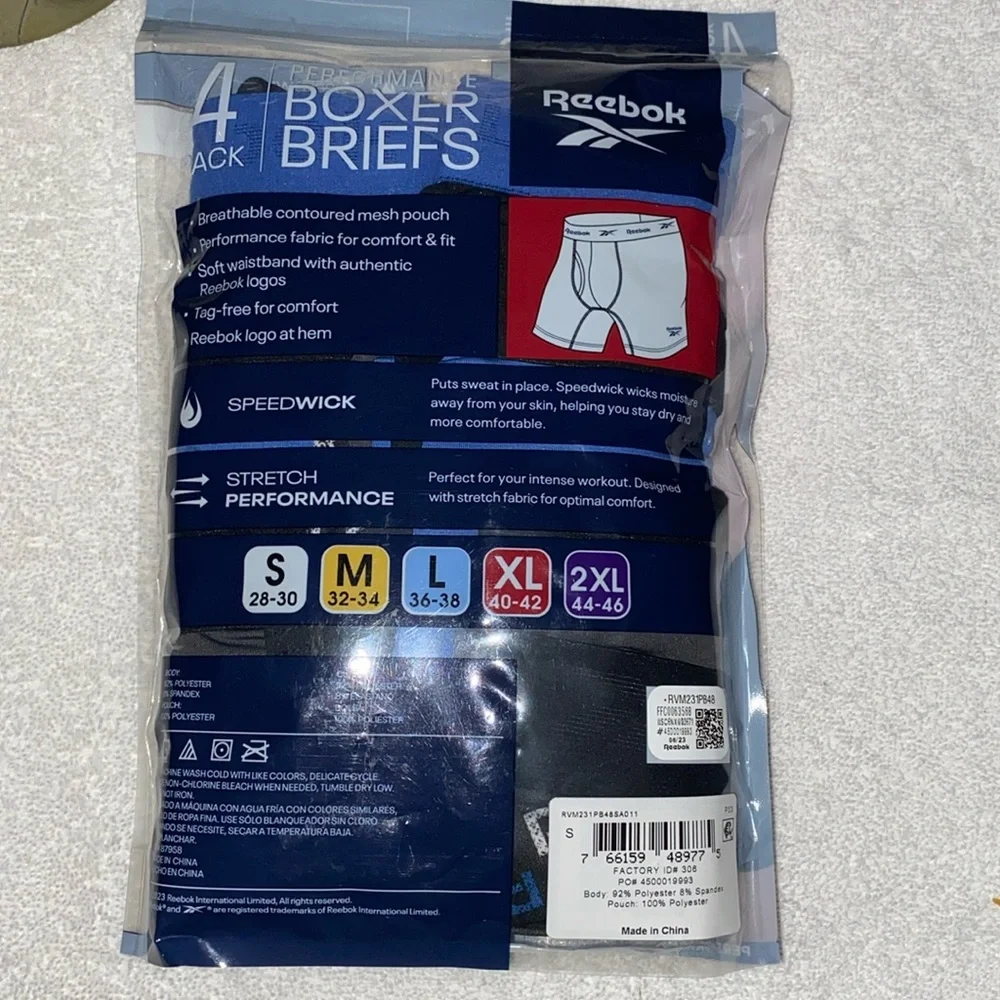 Reebok Men's‎ Performance Boxer Briefs - Black and Blue